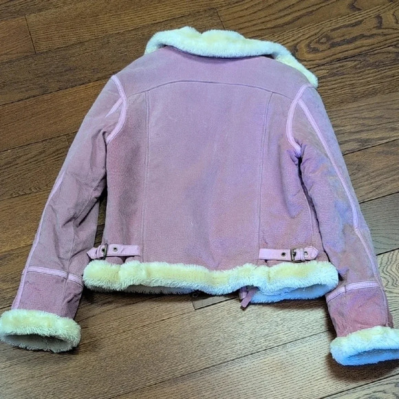Shebang - VINTAGE Y2K Pink Shearling 100% Leather Bomber Jacket! - Picture 6 of 6